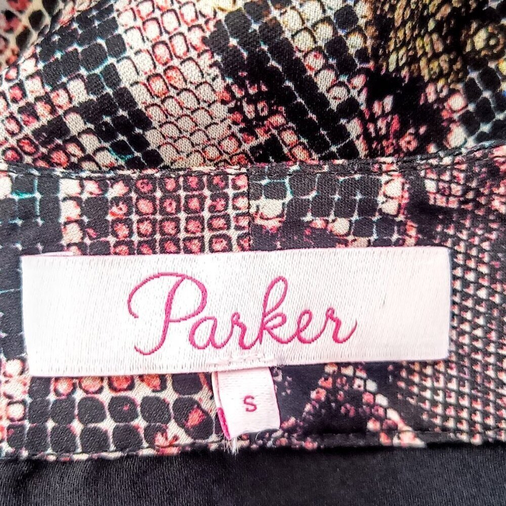 Parker Kenna Snakeskin Python Print Silk Wrap Top - image 4